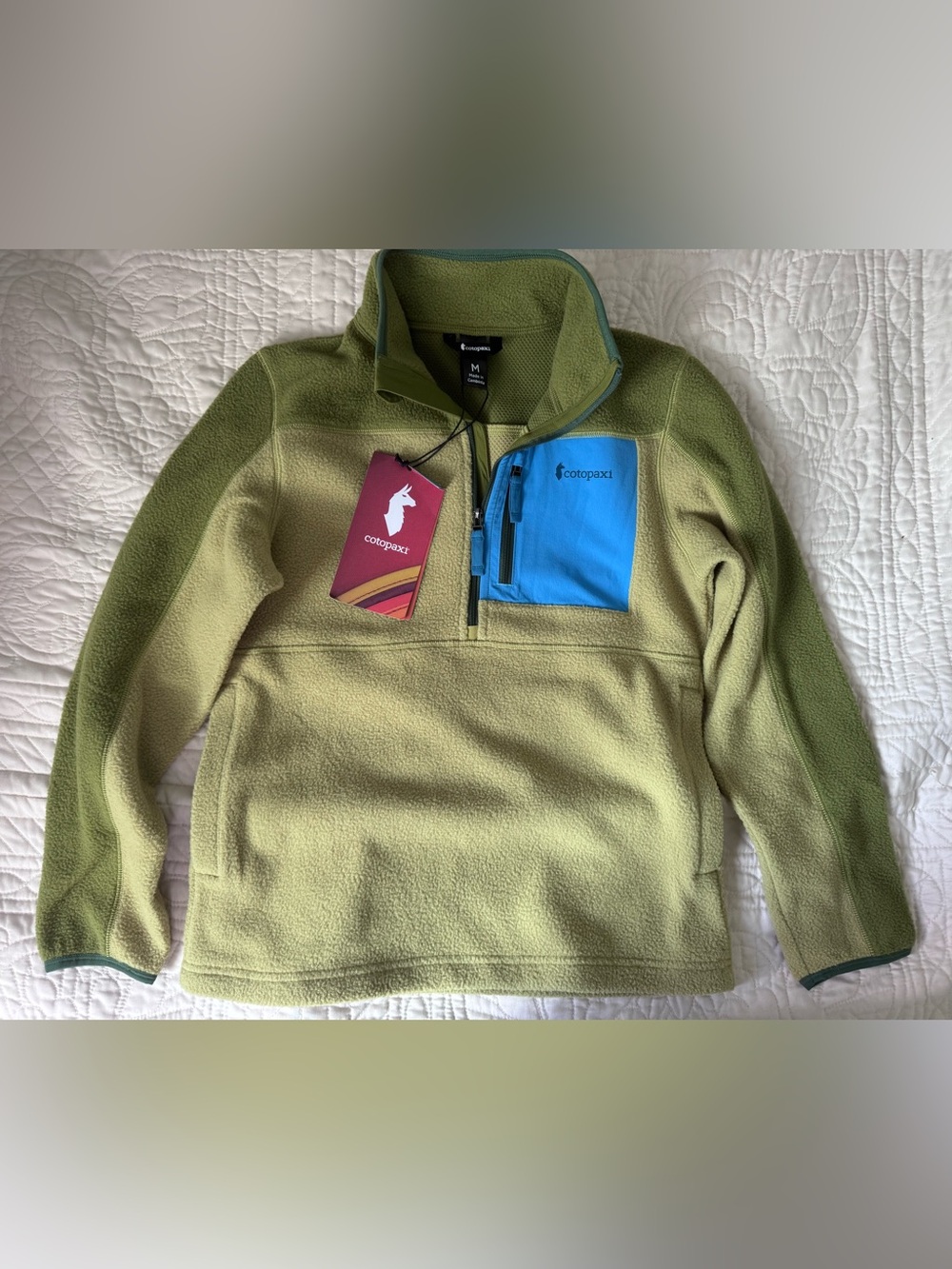 Cotopaxi Kids' Abrazo Half-Zip Fleece Jacket-M-lemongrass/cedar
